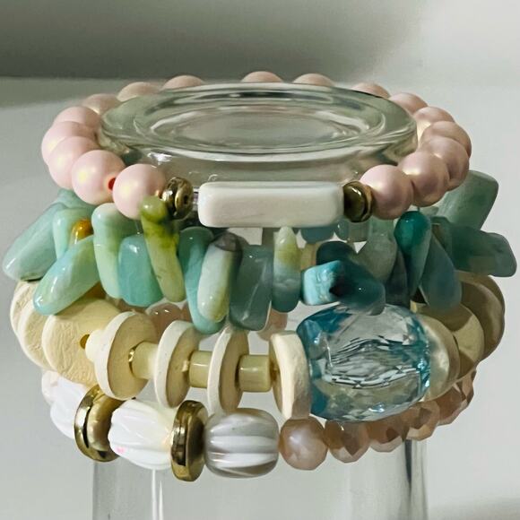New Plunder “Hadleigh Brooke” Stackable Elastic Bracelet Set of 4 - Picture 3 of 5